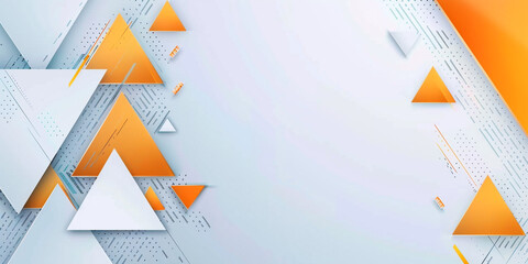 Poster - Orange and white background, technology style, vector graphics, flat design, light blue color scheme, simple geometric shapes, minimalist lines, sharp edges, high contrast lighting