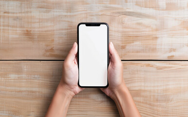 Wall Mural - A person is holding a phone with a white screen by AI generated image by AI generated image
