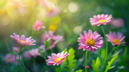 Wall Mural - The pink daisies in bloom