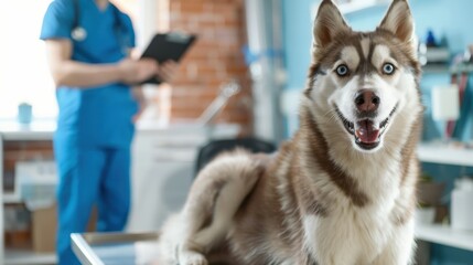 Wall Mural - The husky at the vet