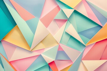 Poster - A vibrant abstract painting featuring a multitude of colors and geometric patterns, Abstract geometric patterns in pastel colors