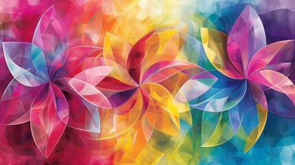 Wall Mural - Colorful Geometric Floral Lines