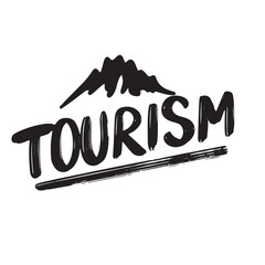 Wall Mural - Tourism text lettering. Hand drawn vector art.