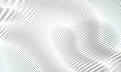 Poster - 3d silver wave stripy metallic backdrop. Metallic abstract wavy stripes background. Abstract futuristic white silver architecture background. Modern futuristic interior concept. Premium Vector EPS10.