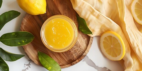 Wall Mural - Lemon honey facial mask for natural skincare with copyspace photographed beautifully. Concept Natural Skincare, Facial Mask, Lemon Honey, Beautiful Photography, Copyspace