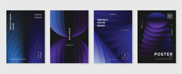 Wall Mural - modern gradient poster background vector set. minimalist style cover template with vibrant perspecti