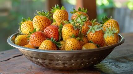 Wall Mural - The Bowl of Yellow Strawberries