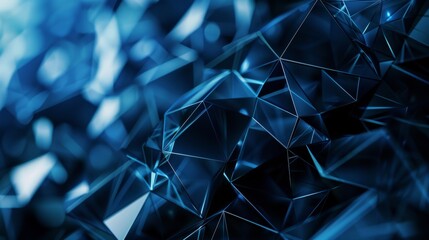 Fototapete - A futuristic composition of digital polygons in shades of blue against a dark backdrop creating a sleek and modern design