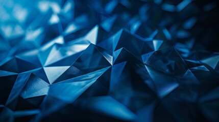 Fototapete - A close-up image of a sleek, futuristic composition featuring a cluster of digital polygons in shades of blue