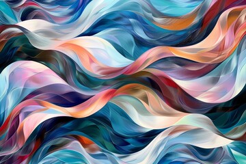 Poster - A painting depicting a dynamic wave of colorful hues in motion, Abstract patterns that evoke a sense of movement and endurance