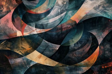 Poster - dynamic abstract painting featuring an array of vivid colors and varied shapes in motion, abstract p