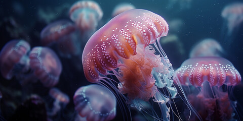 Poster - jellyfish in aquarium,closeup