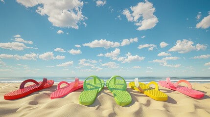 Poster - The colorful beach sandals