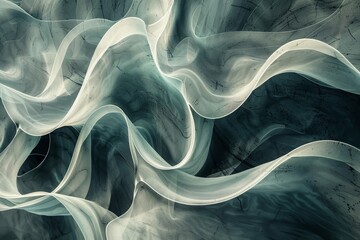 Poster - dynamic abstract forms in white and blue colors create a sense of movement and transformation, abstr