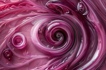 Sticker - Detailed view of a swirling pattern in shades of pink, Abstract swirls and whirls in shades of rose and maroon