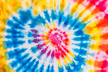 Tie dye shibori psychedelic 60s, 70s pattern. Watercolor vivid abstract texture. Tie Dye colourful background. Hand drawn ornamental. Print for textile, fabric, wallpaper