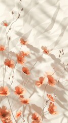 Aufkleber - A clean and contemporary image of peach-colored flowers in a minimalist, geometric arrangement against a white background. Generative AI