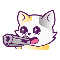 Wall Mural - Cute emoji cat for Twitch game streaming. Cat emoji vector illustration.