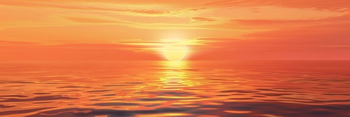 Poster - A breathtaking sunset over the ocean, with warm orange and pink hues reflecting on the calm water. Generative AI