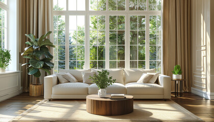 Wall Mural - Sunlight Streaming into a Modern Living Room