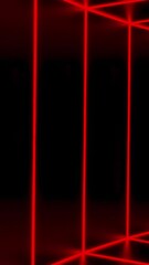 Poster - Moving tunnel with neon lines. Design. Geometric tunnel with smooth lines in virtual space. Striped square tunnel is moving fast
