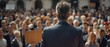 © Starkreal - Empowering Political Speech: Leader Addressing Engaged Crowd with Signs in Quality