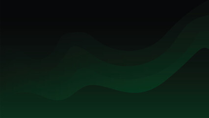 Wall Mural - Abstract green wave flowing isolated on a dark green gradient background. Vector illustration