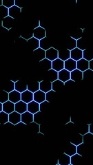 Fototapete - Shimmering background of hexagons and black spots. Design. Hexagonal pattern with black spots. Background with geometric hexagonal cells