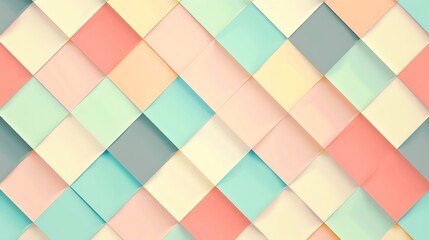 Poster - A checkered pattern of light pink, pale blue, and yellow squares.