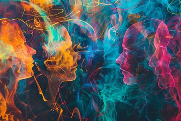 Poster - Abstract art of head and mind. Imagination, human psychology concept. Mental clouds, thought and