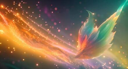 Wall Mural - Astralana hovering above auroral tundra, collecting iridescent pollen with its tendrils, against the backdrop of swirling solar flares, viewed from a wormhole's edge