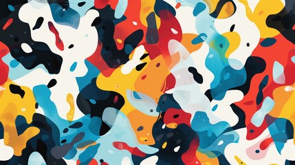 Poster - A vibrant abstract background with white, black, and colorful elements in an irregular, captivating design.
