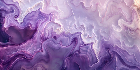 Wall Mural - abstract fluid art purple and white paint swirls in marble pattern