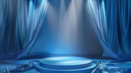 Sticker - Blue Stage with Curtains and Spotlight