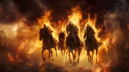 Four Horsemen of Apocalypse in Fire