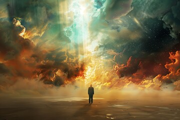 Poster - Space universe cosmos science galaxy light planet sky stars concept. Earth dream fantasy abstract