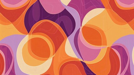 Poster - Nostalgic abstract background with seamless patterns in lilac, burnt orange, and Peach Fuzz, evoking warmth.