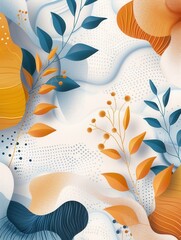 Poster - A contemporary and clean minimalist design featuring a floral pattern with geometric shapes. This image is ideal for modern design and architectural studios. Generative AI