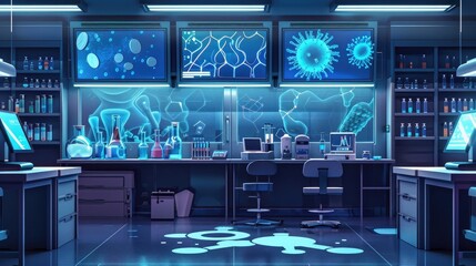 Wall Mural - Medical science laboratory. Concept of virus and bacteria research