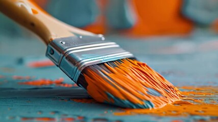 Poster - This Artist's brush stirs lively paint shades on a palette. Creative art concept.