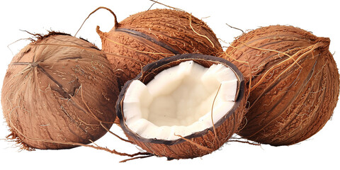 Wall Mural - Coconut isolated on transparent or white background 