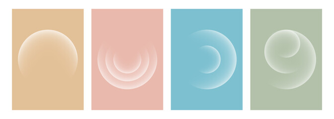 Fototapete - Set of white color gradient blurred round shapes. Futuristic abstract backgrounds with light soft colored spheres for creative graphic design. Vector illustration.
