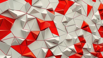Wall Mural - Modern abstract geometric tiled pattern in red and white with sharp edges.