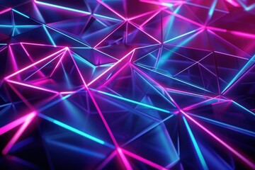 Poster - Abstract neon lines weaving across a mysterious geometric backdrop