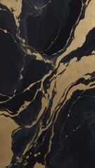 Wall Mural - Abstract black and gold close-up marble texture background. Beautiful luxury stone texture pattern vertical 9:16 stories wallpaper design.