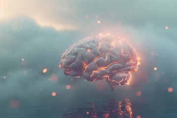Poster - style minimalist abstract art of psychology, featuring a smooth, polished brain shape with