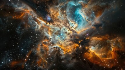 Captivating Cosmic Swirl Dreamlike Astrophotography of a Glowing Nebula in the Depths of Space