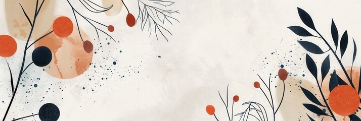 Fototapete - A clean, contemporary illustration featuring abstract floral shapes in a minimalist style. Generative AI