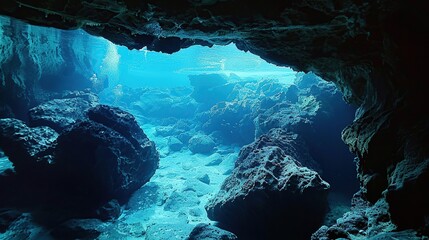 Wall Mural - Underwater Cave Entrance