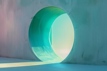 Aufkleber - An artistic, minimalist of a keyhole with a glimpse inside showing a serene, abstract representation